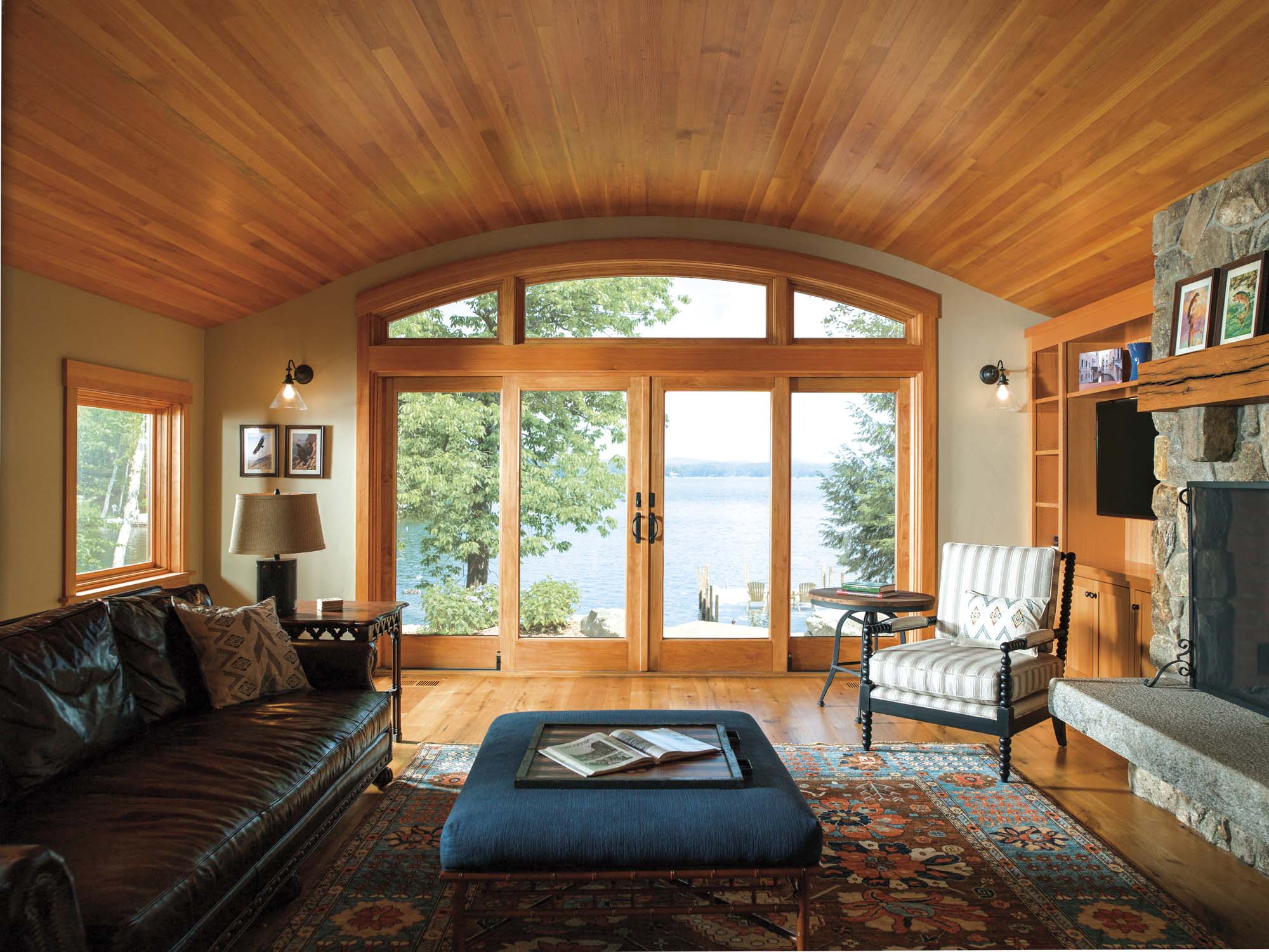 Lake view with French glider picture wood interior - Door Replacement in Oregon & SW Washington