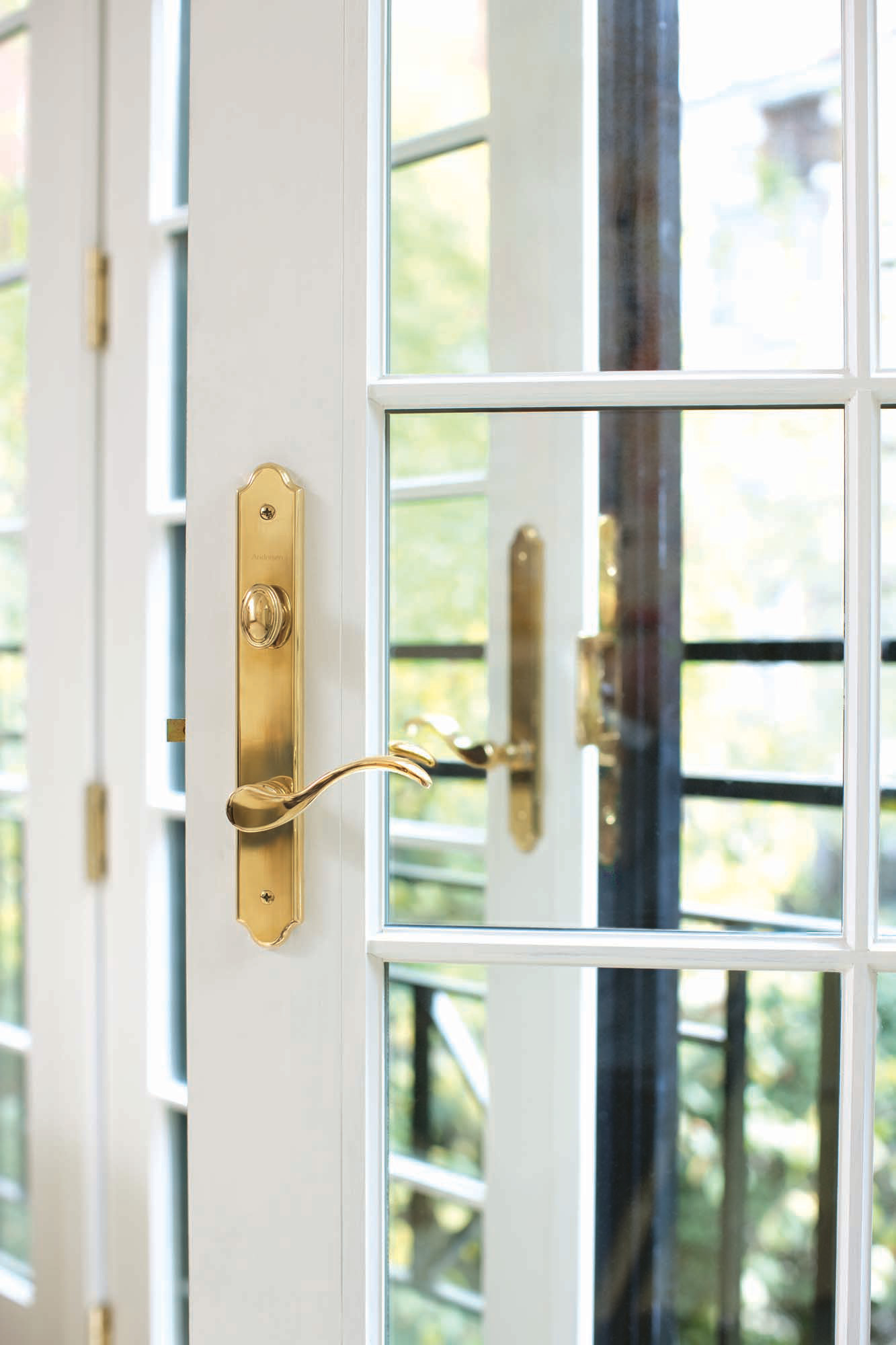 Closeup of French hinged white interior window - Door Replacement in Oregon & SW Washington